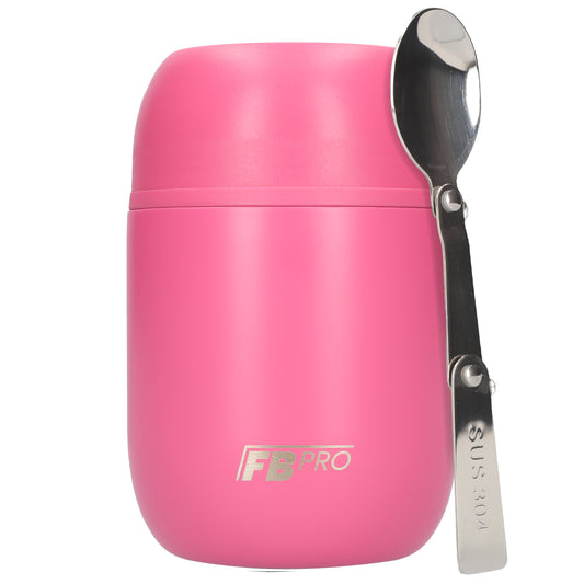 Thermos voedsel container met lepel - Thermoskan - Roze - 420ml