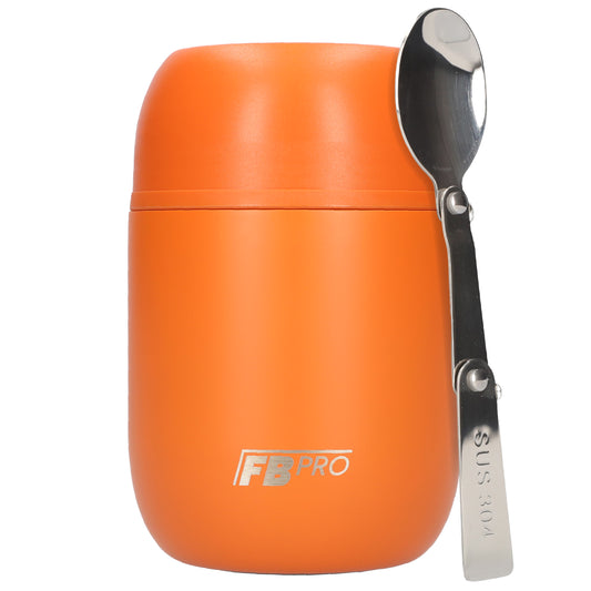 Thermos voedselcontainer met lepel - Thermoskan - Oranje - 420ml