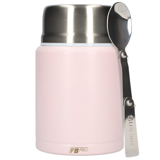 Thermos Voedselcontainer met Lepel - Thermoskan - Licht roze - 450ml