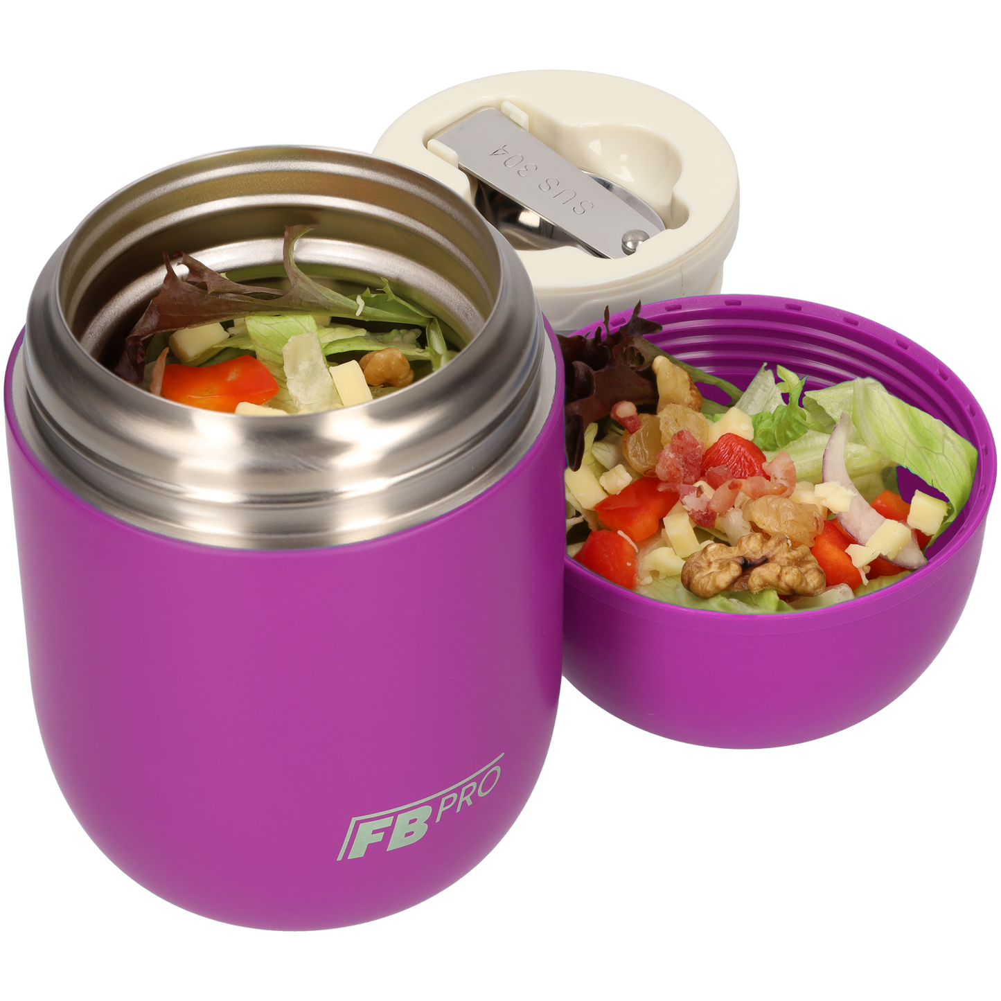 Thermos Voedselcontainer met Lepel - Thermoskan - Paars - 420ml